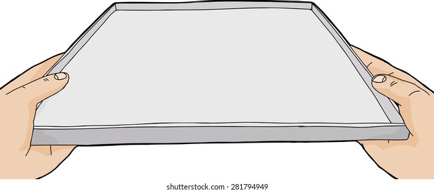 Isolated hands carrying tray from point of view