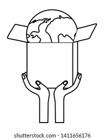 Isolated hands holding box design