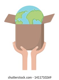Isolated hands holding box design