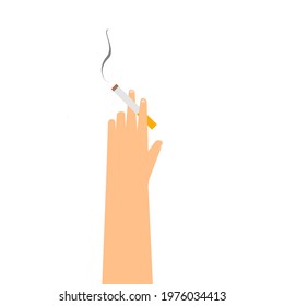 Isolated of a Hands holding a cigarette.