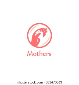 Isolated Hands Logo. Orphanage Emblem. Family Sign. Children Care Image. Adoption Illustration Sing. Kindergarden Icon. Charity For Orphans. Help Kids Campaign. Mother And Child Day.