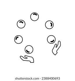 Einzelne Hände spielen mit Bälle Symbol Vektorgrafik