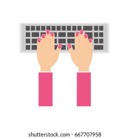 isolated hands writing in keyboard
