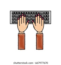 isolated hands writing in keyboard