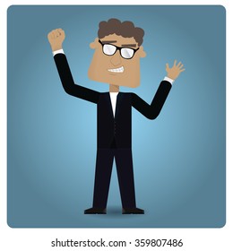 Isolated handsome businessman on a colored background