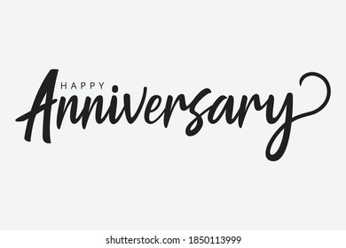 Isolated Handwritten Of Happy Anniversary With Black Color