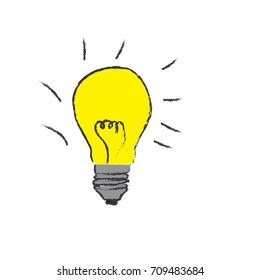 isolated handwritten light bulb vector