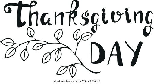 Isolated handwritten text thanksgiving lettering