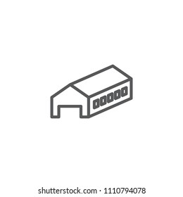 Isolated hangar icon line symbol on clean background. Vector warehouse element in trendy style.