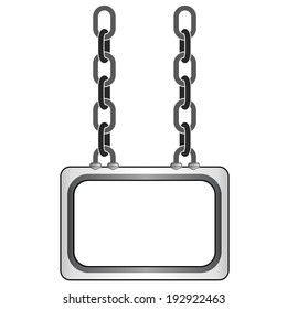 isolated hanged metallic chain board vector template illustration
