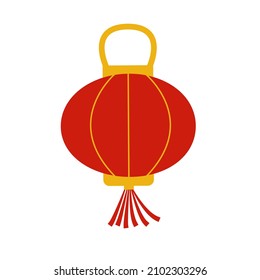 Isolated hanging red Chinese lantern artwork. Flat Asian festive decoration. Vector illustration EPS