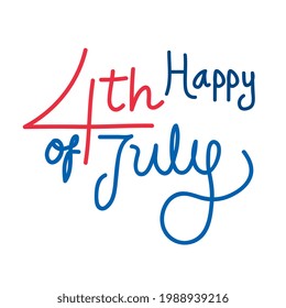 Isolated happy 4th of july text