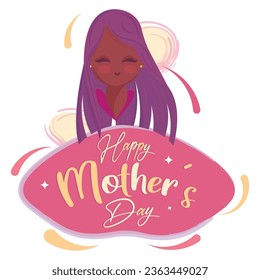 Isolated happy afro american girl character Happy mother day celebration Vector