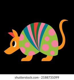 Isolated happy alebrije cartoon of an armadillo Vector illustration