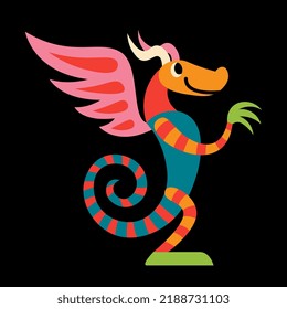 Isolated happy alebrije cartoon of a dragon Vector illustration