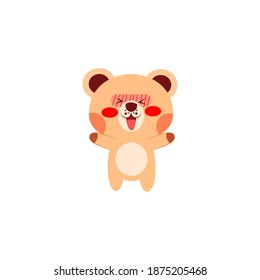 Isolated happy bear cartoon in love. Vector illustration