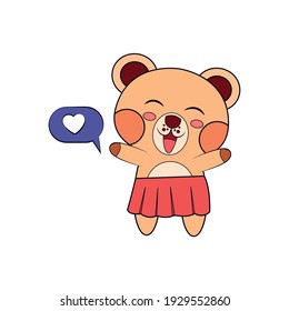 Isolated happy bear cartoon. Valentines day - Vector