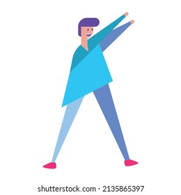 Isolated happy boy cartoon with both hands up Vector