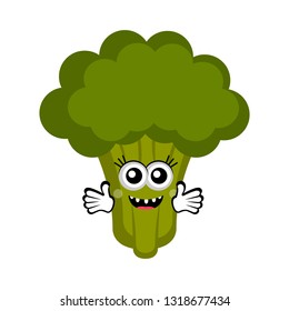 Isolated happy broccoli cartoon. Vector illustration design