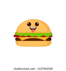 Isolated happy burger emote