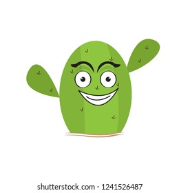 Isolated happy cactus character. Vector illustration design
