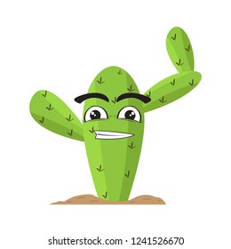 Isolated happy cactus character. Vector illustration design