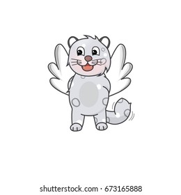 isolated happy cat with wings
