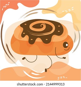 Isolated happy chocolate muffin cartoon cute bakery character Vector