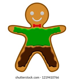 Isolated happy christmas gingerbread cookie. Vector illustration design