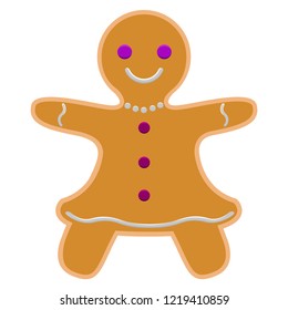 Isolated happy christmas gingerbread cookie. Vector illustration design