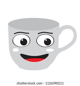 Isolated happy coffee cup emote