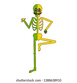 Isolated happy colored skeleton cartoon image - Vector