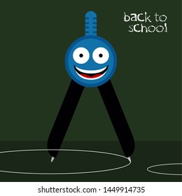 Isolated happy compass cartoon. Back to school - Vector