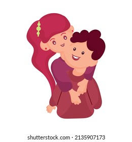 Isolated happy couple characters hugging each other Vector