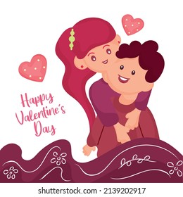 Una pareja feliz aislada abrazándose el uno al otro Vector de San Valentín