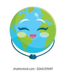 Isolated happy cute earth globe character Vector