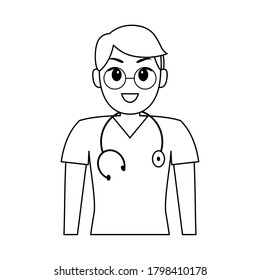 Isolated happy doctor cartoon. Doctor icon - Vector