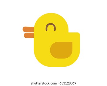 Isolated happy duck. Simple design. Flat colors