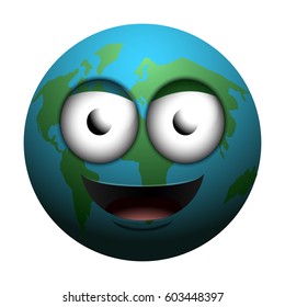 Isolated happy earth on a white background, Vector illustration