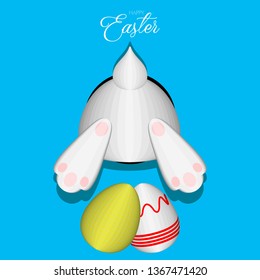 Isolated happy easter banner with a bunny and eggs. Vector illustration design