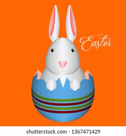 Isolated happy easter banner with a bunny and egg. Vector illustration design