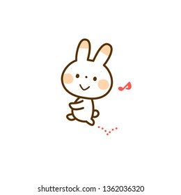 Isolated Happy Easter Bunny Flat Icon, Emoticon, Emoji Sticker