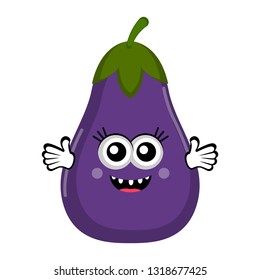 Isolated happy eggplant cartoon. Vector illustration design