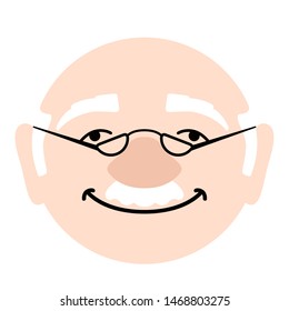 Isolated happy elder man avatar over a white background - Vector