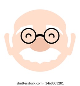 Isolated happy elder man avatar over a white background - Vector