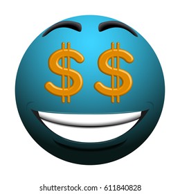Isolated happy emote with money symbols, Vector illustration