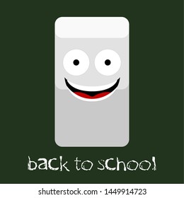 Isolated happy eraser cartoon. Back to school - Vector