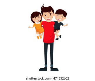 Isolated Happy Father's Day Card Character - We Love Daddy!