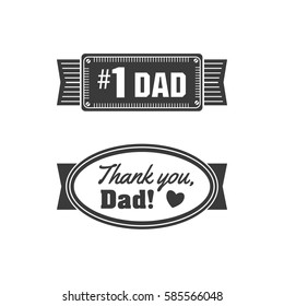Isolated Happy fathers day quotes on the white background. Thank you, Dad. Congratulations Papa label, badge vector. Daddy elements for your design.