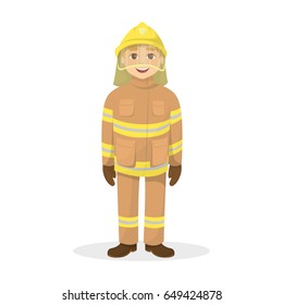 Isolated happy fireman.